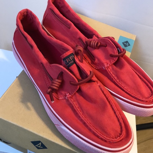 NWOT. Red Canvas Sperry. Women Size 9. - Picture 2 of 5